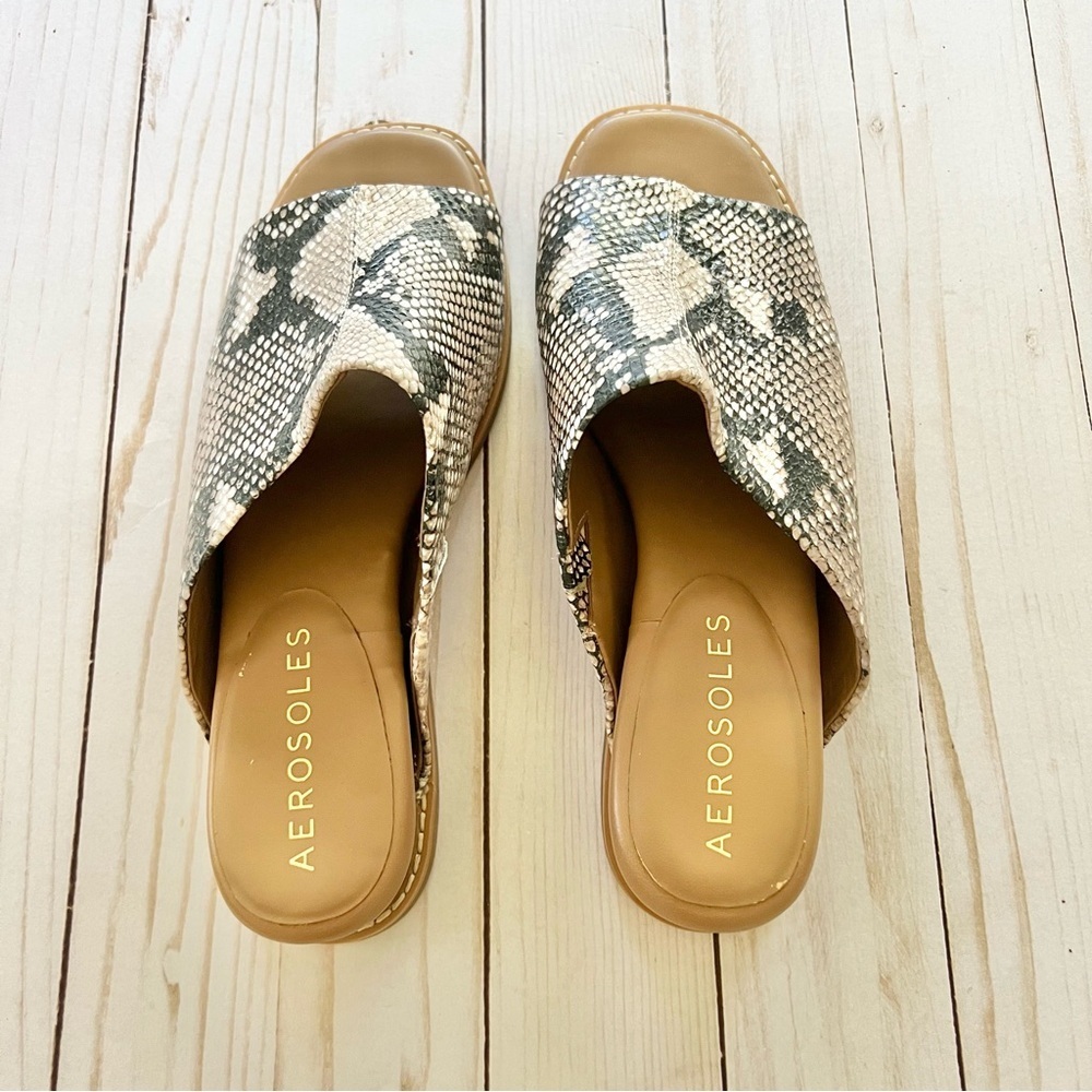 Aerosoles NWOT Yorketown Slip On Wedge Sandal Shoe Snake Animal Print Womens 7.5 - Picture 3 of 8
